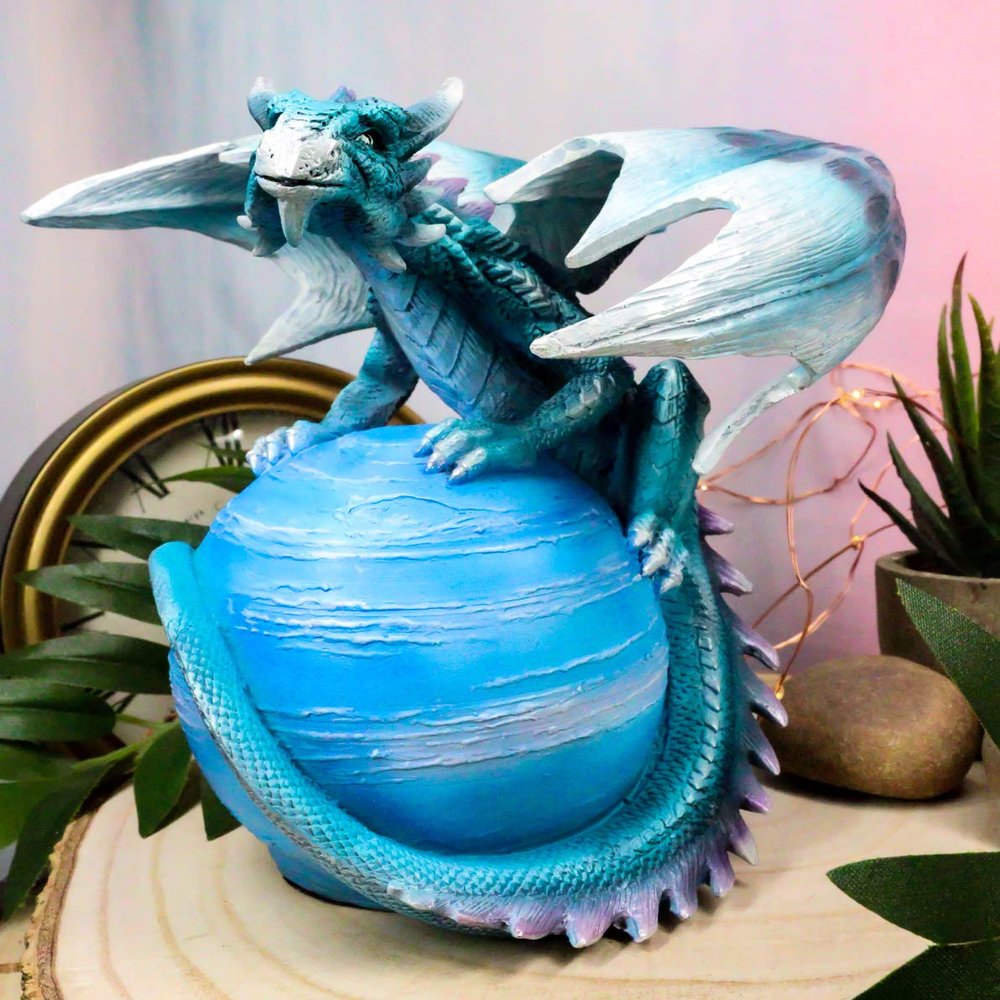 Ebros Guardian Sentries of The Galaxy Orbital Planet Dragon Figurine Mythical Fantasy Celestial Solar System Dragons Sculpture (Mercury Terrestrial Blue Drake)