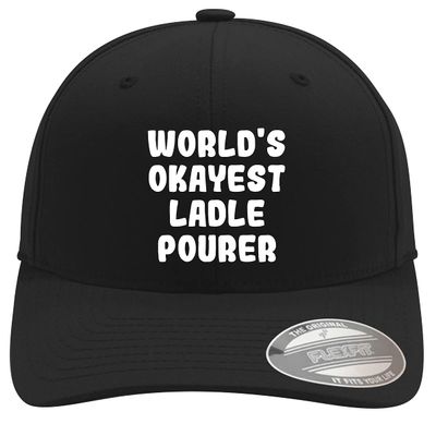 World's Okayest Ladle Pourer - Soft Flexfit Baseball Hat Cap, Black, Large/X-Large