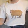 Azeeda Medium 'Capybara' Adult's Cotton Crop Top (CO00063943) White view 4