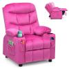 Costzon Kids Velvet Recliner Chair with Cup Holder, Footrest & Side Pockets for Children Boys Girls Baby Bedroom, Adjustable, Ergonomic Toddler Furniture Sofa Gifts (Rose) view 1