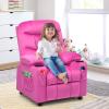 Costzon Kids Velvet Recliner Chair with Cup Holder, Footrest & Side Pockets for Children Boys Girls Baby Bedroom, Adjustable, Ergonomic Toddler Furniture Sofa Gifts (Rose) view 2