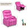 Costzon Kids Velvet Recliner Chair with Cup Holder, Footrest & Side Pockets for Children Boys Girls Baby Bedroom, Adjustable, Ergonomic Toddler Furniture Sofa Gifts (Rose) view 3