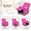 Costzon Kids Velvet Recliner Chair with Cup Holder, Footrest & Side Pockets for Children Boys Girls Baby Bedroom, Adjustable, Ergonomic Toddler Furniture Sofa Gifts (Rose) view 4