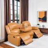 A Ainehome Recliner Sofa Bonded Leather Motion Sofa Recliner Couch 3 Seater Manual Reclining with Drop Down Table for Living Room (Ginger,Sofa) view 2