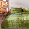 The Harry Creations 3 Pcs Set Solid Pattern Velvet Bedding Ultra Donna Crushed Luxury Boho Duvet Cover (Green, Full 80 inches x 90 inches) view 2