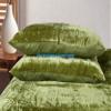 The Harry Creations 3 Pcs Set Solid Pattern Velvet Bedding Ultra Donna Crushed Luxury Boho Duvet Cover (Green, Full 80 inches x 90 inches) view 3