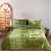 The Harry Creations 3 Pcs Set Solid Pattern Velvet Bedding Ultra Donna Crushed Luxury Boho Duvet Cover (Green, Full 80 inches x 90 inches) view 4