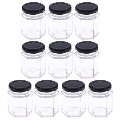 10pcs Honey Dipper Jar Honey Glass Bottle Little Jars Hexagon Jar with Lid Small Jars Canister Container with Lid Sugar Tank Canning Bottle Terrariums Storage Jam