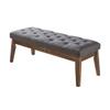24KF Linen Upholstered Buttons Tufted Entryway Bench with Solid Wood Leg,Bed Bench Ottoman with Padded Seat,5034-Dark Gray view 3