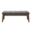 24KF Linen Upholstered Buttons Tufted Entryway Bench with Solid Wood Leg,Bed Bench Ottoman with Padded Seat,5034-Dark Gray view 4