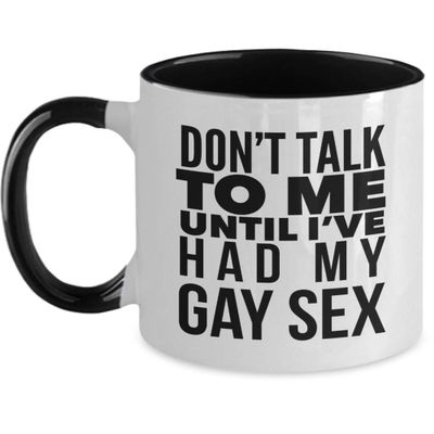 B.A.I. Don't Talk To Me Until I've Had My Gay Sex Coffee Mug, Morning Naughty Adult Cup For Lesbian, LGBT, Funny Birthday, Christmas, Valentine's Gifts
