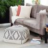 Unknown1 22" X 16" Gray Ivory Pouf Grey Off/White Bohemian Eclectic Modern Contemporary Pattern Square Cotton Polyester view 1