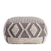 Unknown1 22" X 16" Gray Ivory Pouf Grey Off/White Bohemian Eclectic Modern Contemporary Pattern Square Cotton Polyester view 3