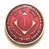 1 Year NA Candy Apple Red Tri-Plate Medallion, Chip, Token view 1