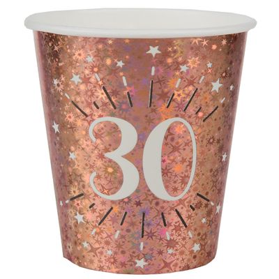 Santex 7349-30 Pack of 10 Sparkling Metal Cups 30 Years Pink Gold