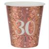 Santex 7349-30 Pack of 10 Sparkling Metal Cups 30 Years Pink Gold view 1