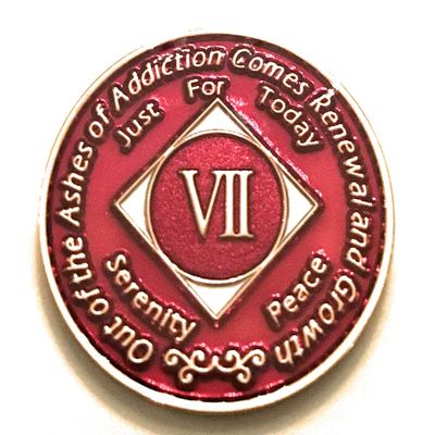 7 Year NA Candy Apple Red Tri-Plate Medallion, Chip, Token