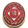 7 Year NA Candy Apple Red Tri-Plate Medallion, Chip, Token view 1