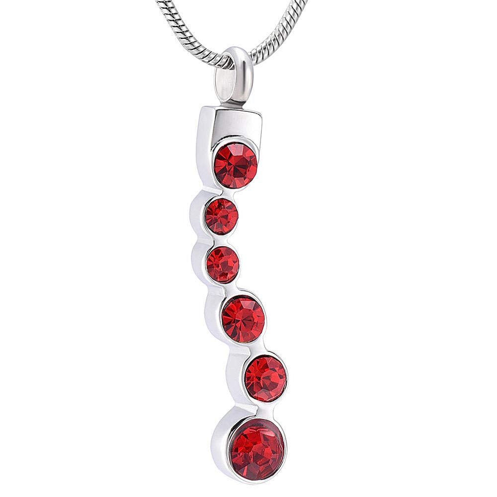 QJZM Urn NecklaceCrystal Cremation Pendant Urn Stainless Steel Necklace for Ashes Memorial Urn Keepsake Jewelry-Red_Neckalce Box Funnel