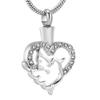 QJZM Urn NecklacePeace Dove with Heart Stainless Steel Cremation Memorial Pendant Ashes Urn Keepsake Necklace Jewelry-Silver_Neckalce Box Funnel view 1