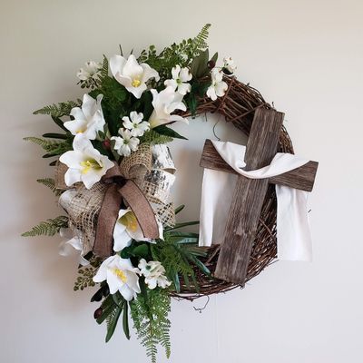 Easter Grapevine, Rugged Cross Wreath