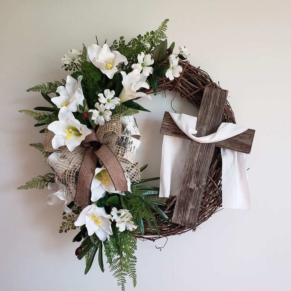 Easter Grapevine, Rugged Cross Wreath