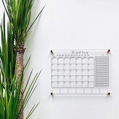 Large Clear Acrylic Monthly Calendar for wall | Dry-Erase Message White Board Calendar Wall Mounted Office Home Family Organization Tools Must Haves School Kids Adult Mom Teen Monthly Weekly ADHD Tool
