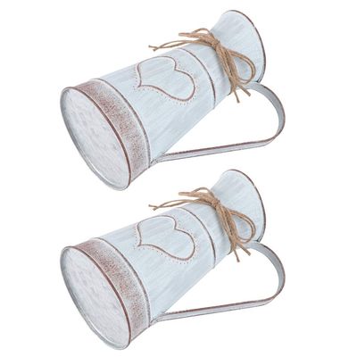 DOITOOL 2pcs Vintage Heart-Shaped Flower Pot Craft Planter for Home Decor Retro Bucket for Flower Arrangement for Indoor and Outdoor Gardening
