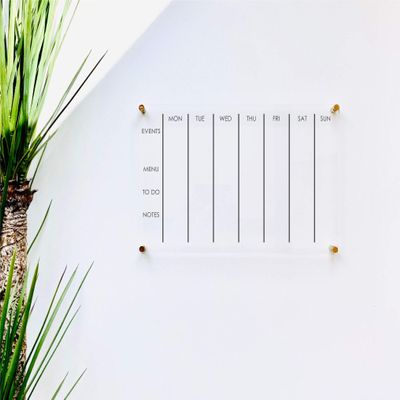 Large Clear Acrylic Weekly Calendar for wall | Dry-Erase Message White Board Calendar Wall Mounted Office Home Family Organization Tools Must Haves School Kids Adult Mom Teen Monthly Weekly ADHD Tools