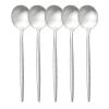 Gugrida Silver Flatware, Royal 5 Pieces Matte Finish 18/10 Stainless Steel Dinner Spoon 9.17", Camping Cutlery Silverware Travel Utensils Set Tableware view 1
