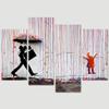 SIGNLEADER 4 Panel Large Banksy Coloured Rain Graffiti Canvas Wall Art for Living Room Bedroom Home Office Wall Decor - 48"x35.75" view 2