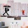 SIGNLEADER 4 Panel Large Banksy Coloured Rain Graffiti Canvas Wall Art for Living Room Bedroom Home Office Wall Decor - 48"x35.75" view 3