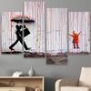 SIGNLEADER 4 Panel Large Banksy Coloured Rain Graffiti Canvas Wall Art for Living Room Bedroom Home Office Wall Decor - 48"x35.75" view 4