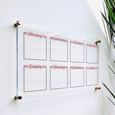 Large Clear Acrylic Weekly Calendar for wall | Dry-Erase Message White Board Calendar Wall Mounted Office Home Family Organization Tools Must Haves School Kids Adult Mom Teen Monthly Weekly ADHD Tools