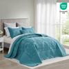 CHIXIN Bedspread Coverlet Set Queen Size - Lightweight Bedding Cover - Beautiful Stitching - 5 Piece Reversible Bedspread - Luxury Damask Paisley Pattern (Queen, Lagoon) view 2