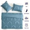 CHIXIN Bedspread Coverlet Set Queen Size - Lightweight Bedding Cover - Beautiful Stitching - 5 Piece Reversible Bedspread - Luxury Damask Paisley Pattern (Queen, Lagoon) view 3