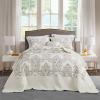 CHIXIN Bedspread Coverlet Quilt Set Full Size - Lightweight Bedding Cover - Beautiful Stitching - 5 Piece Reversible Bedspread - Luxury Damask Paisley Pattern (Full, Ivory) view 1