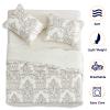 CHIXIN Oversized Bedspread Coverlet Set King Size - Lightweight Bedding Cover - Beautiful Stitching - 5 Piece Reversible Bedspread - Luxury Damask Paisley Pattern (King, Ivory) view 3