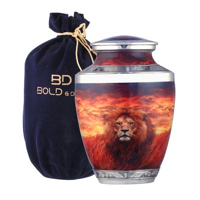 BOLD & DIVINE Lion Cremation Urns for Human - Decorative Human Ashes Female & Male, for Ashes Adult Female, Funeral Urns - Lion, Large