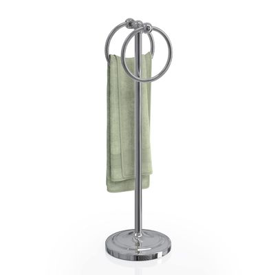 BGL Fingertip Towel Holder Stand Hand Towel Ring for Bathroom or Kitchen Vanity Countertops to Store Hand Towels Washcloths or dishcloths - 2 Hanging Rings?17" High-Chrome