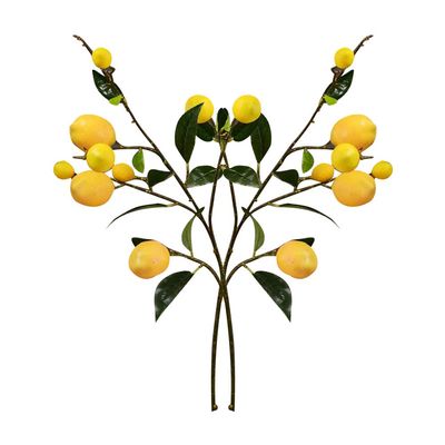2 PCS Artificial Lemon Branches, Yellow Fake Lemon Decorations, Faux Tree Plant Fake Fruits Plants Branch Leaves, for Home Garden Office Dining Table (Length 92cm)