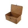 BESPORTBLE Handwoven Natural Seagrass Storage Rectangular Handmade Wicker Multipurpose Container with Lid (Size L) view 2