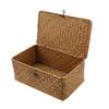 3pcs Handwoven Natural Seagrass Storage Rectangular Handmade Wicker Multipurpose Container with Lid (3 Sizes) view 1