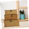 3pcs Handwoven Natural Seagrass Storage Rectangular Handmade Wicker Multipurpose Container with Lid (3 Sizes) view 2