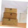 3pcs Handwoven Natural Seagrass Storage Rectangular Handmade Wicker Multipurpose Container with Lid (3 Sizes) view 4