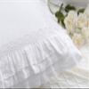 2-Pack Luxury Lace White Euro Shams Throw Pillow Covers Cushion Cases with Ruffles Cotton 26"X26" Zipper Closure Elegant view 3