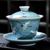 150ml Chinese Ceramics Hand Painted Crane Gaiwan Teaware Teapot Tea Cup Tureen Tea Set view 3