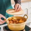 AIZYR Korean Ramen Noodle Pot with Double Handle and Anti-scalding Gloves, Korean Yellow Aluminum Stockpot Instant Noodles Pot view 2