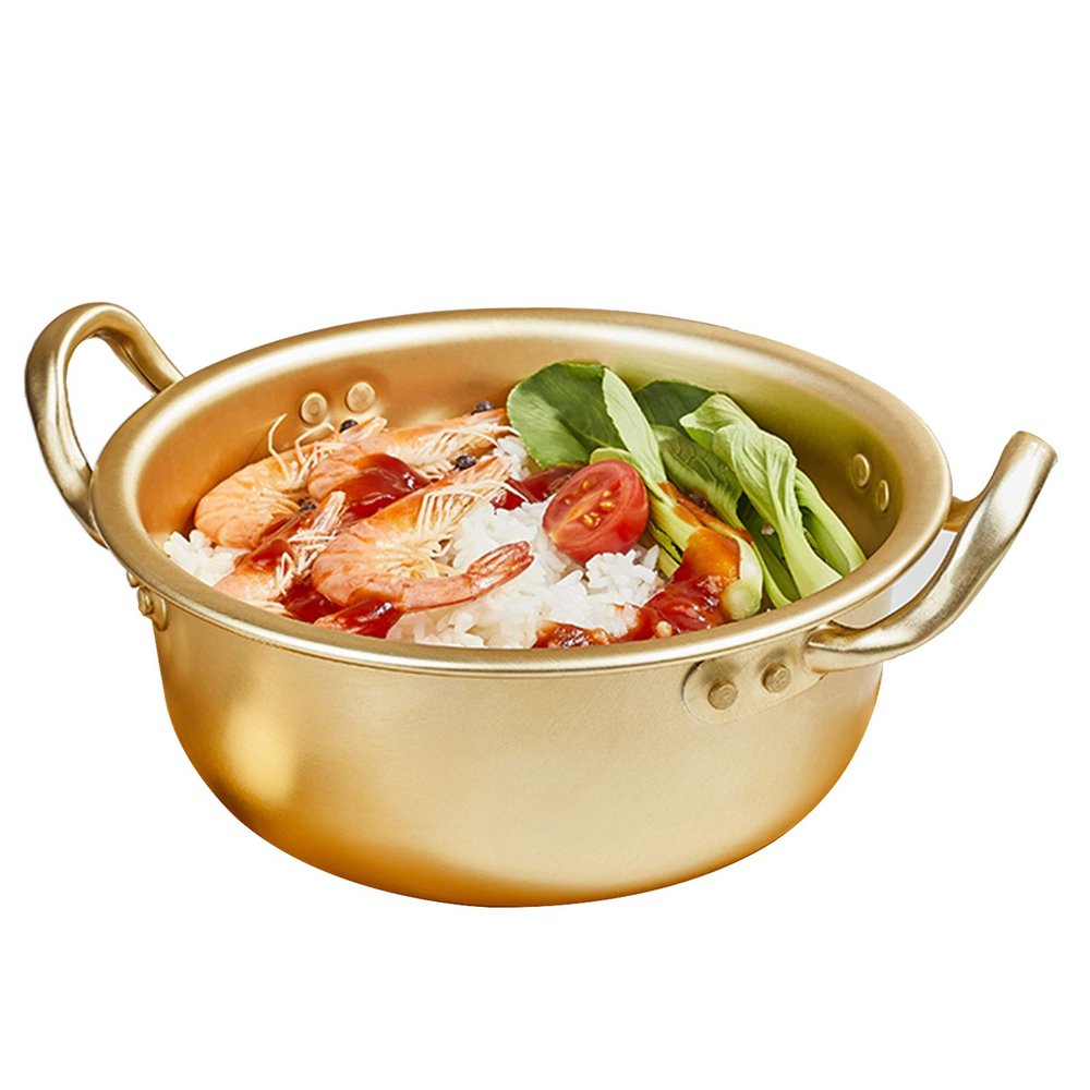 AIZYR Home Ramen Noodle Pot Large, Korean Traditional Aluminum Ramyun Pot Small Stockpots Pasta Pots with Lid for Camping, Hiking, Picnic,16cm