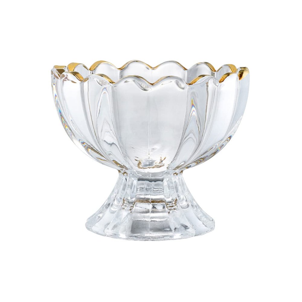 Ice Cream Bowl Glass Dessert Cup Small Cute Footed Clear Glass Ice Cream Cups with Phnom Penh Perfect for Ice Cream Dessert Smoothie Milkshake Fruit Salad,5oz